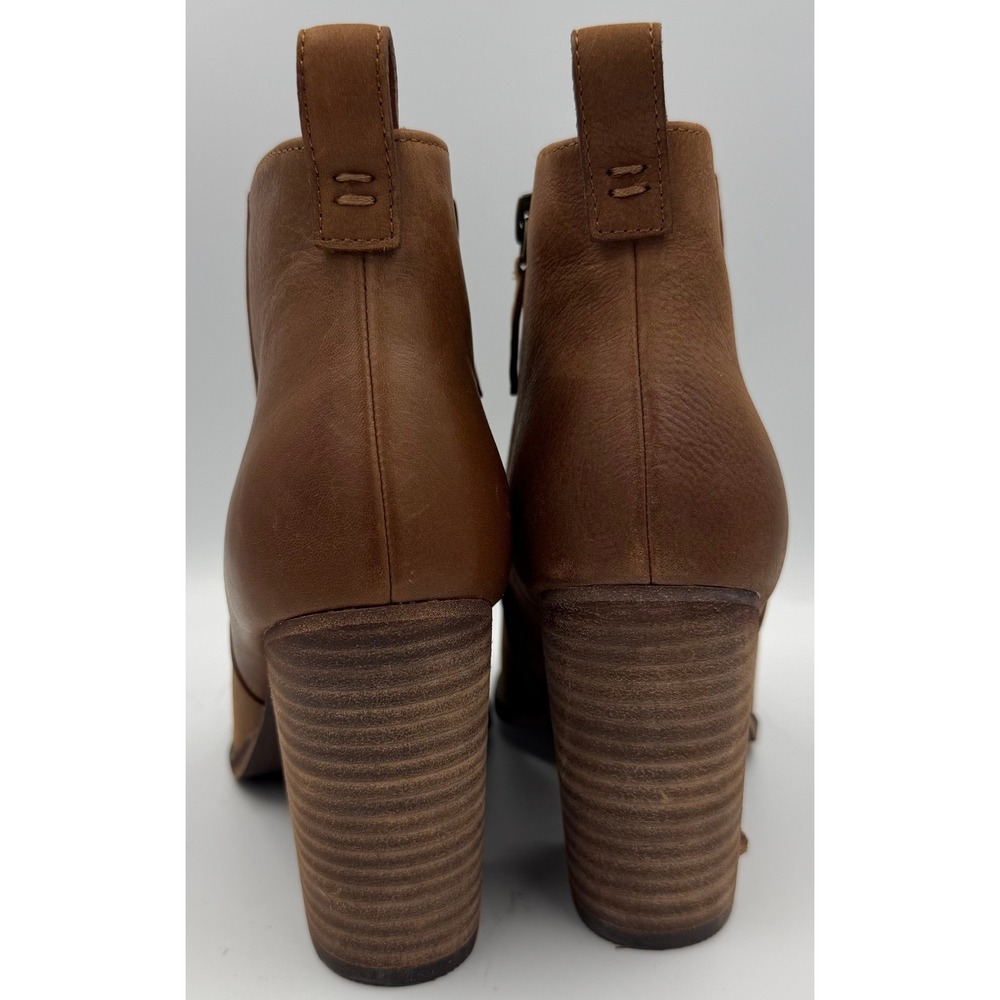 BP Lance Ankle Boots Womens 7.5 Brown Excellent Leather Block Heel Booties - Picture 8 of 10